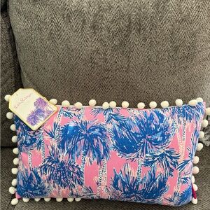 Lilly Pulitzer Pink and Blue Palm Pillow